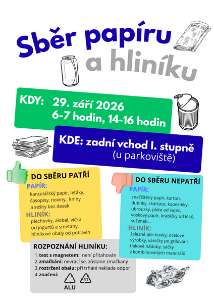 Sběr papíru a hliníku 2026-2027